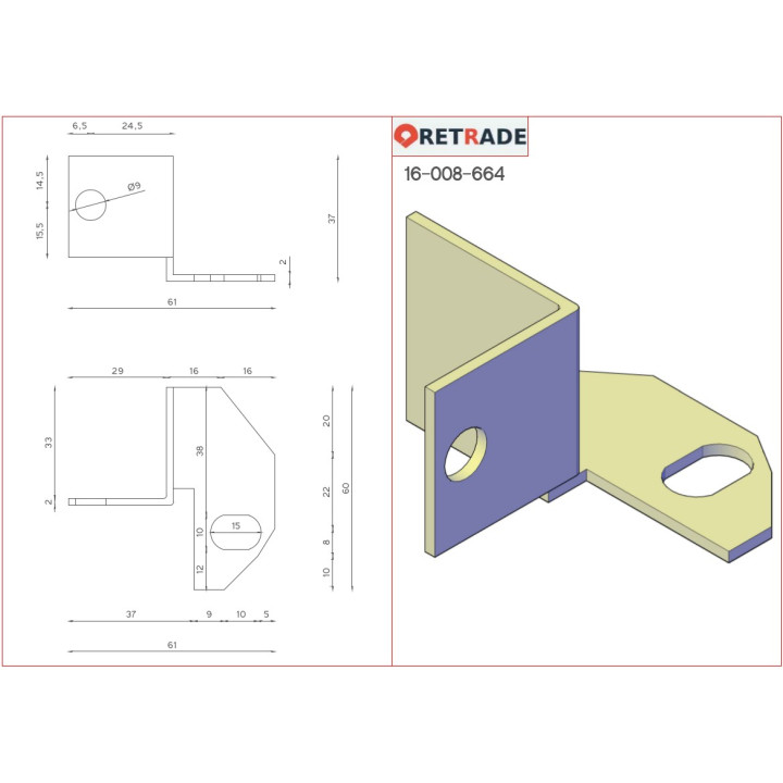 CNC 3D - 2 x Staffa di Supporto