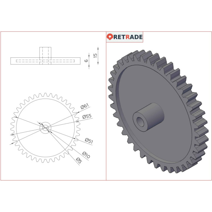 FAST 3000601 - Ingranaggio Cilindrico 39 Denti