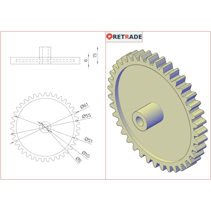 FAST 3000601 - Ingranaggio Cilindrico 39 Denti