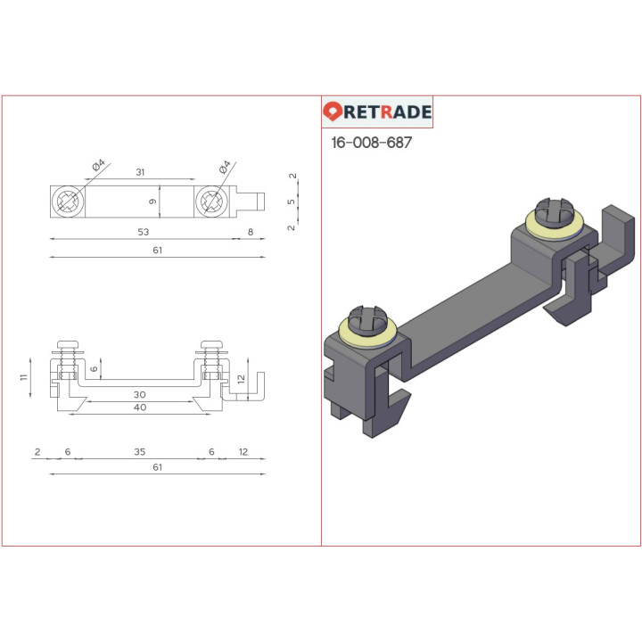 CNC 3D - 6 x Ferro per Barra DIN