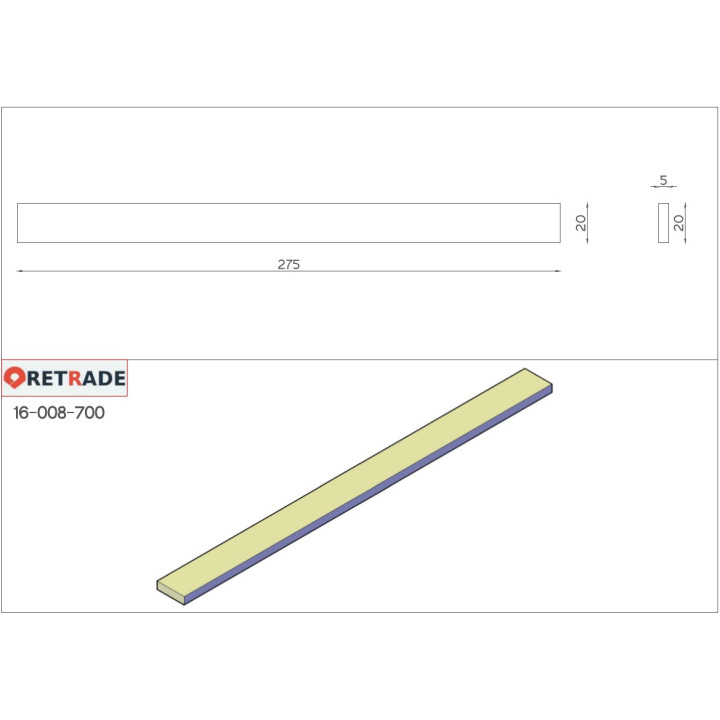 CNC 3D - Barre di Rame 5x20mm - L 270mm