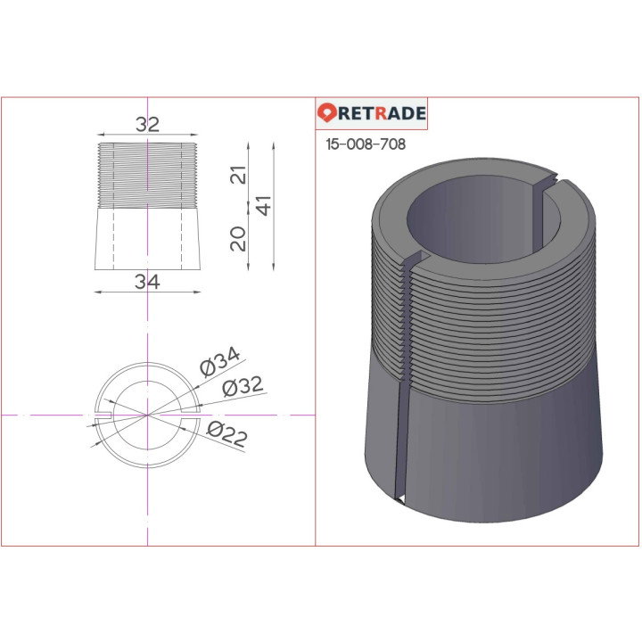 CNC 3D - Bloccaggio di Vite M32xF22mm