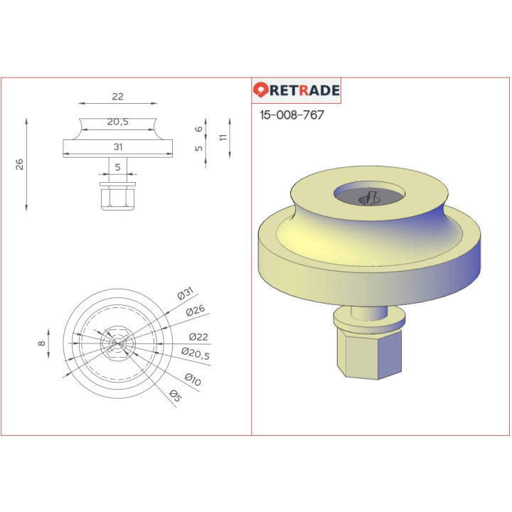 CNC 3D - 5 x Supporto per Cinghia di Trasmissione