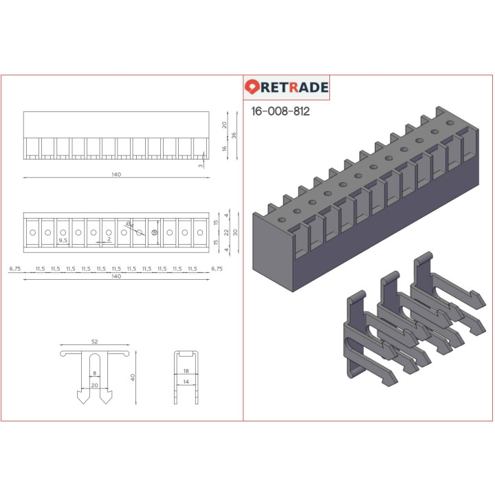 CNC 3D - Fermacavo in Plastica - Moeller