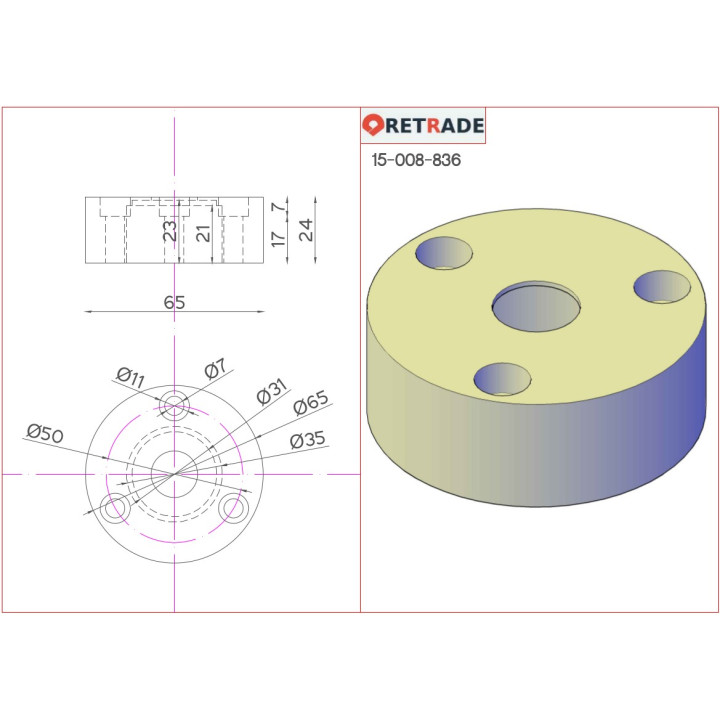 CNC 3D - Flangia in Alluminio per Albero