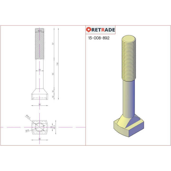 CNC 3D - Bullone con Barre Parzialmente Filettato