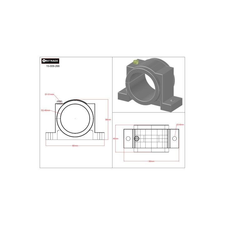 CNC 3D - Supporto per Cuscinetti Lineari