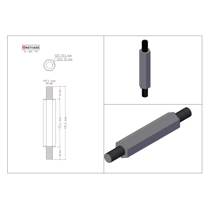 CNC 3D - Distanziatore in Acciaio Maschio