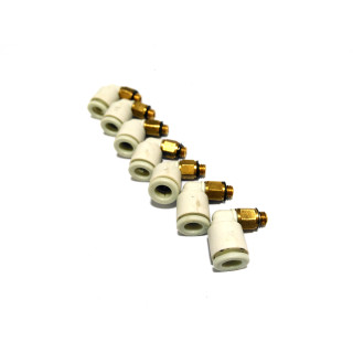 SMC - 7x Adattatore Pneumatico Filettato Maschio per Tubo 6mm