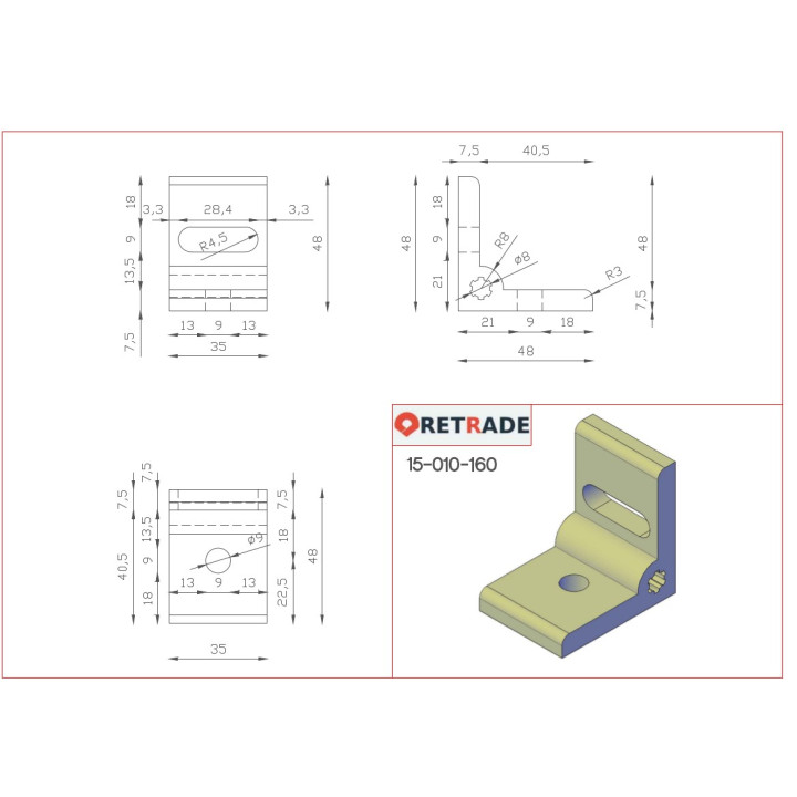 CNC 3D - Staffa di Supporto in Alluminio a L