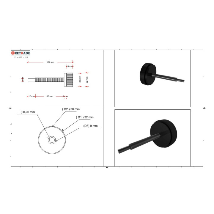 CNC 3D - Pomello Zigrinato Manopola Vite di Serraggio