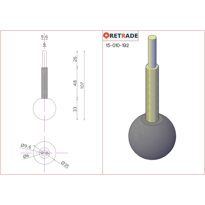 CNC 3D - Pomelli Sferici con Vite di Serraggio