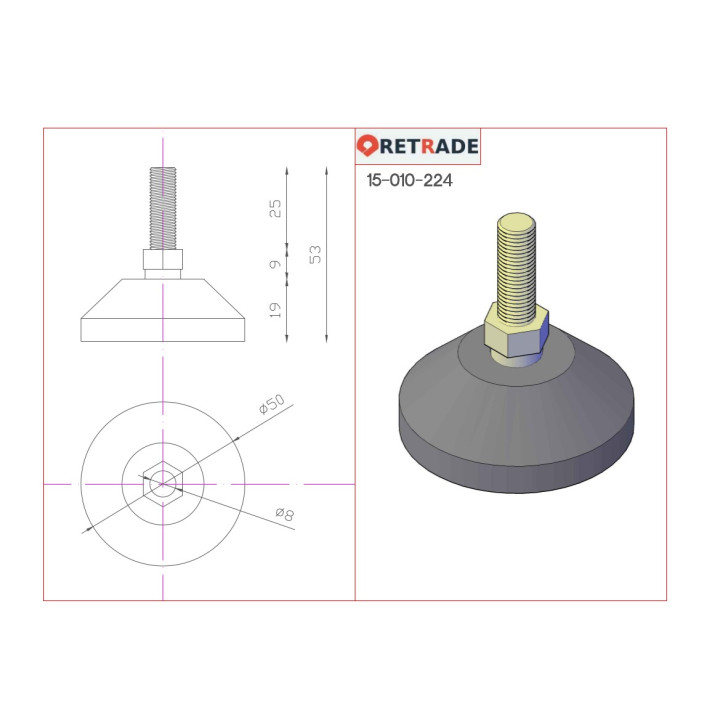 CNC 3D - Piedino di Livellamento con Base in Plastica