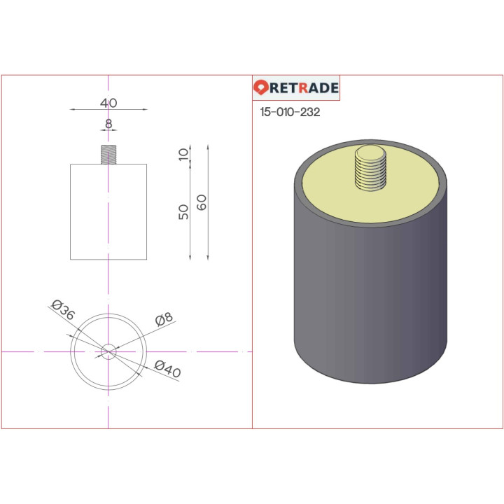 CNC 3D - Piedino di Livellamento con Base in Plastica