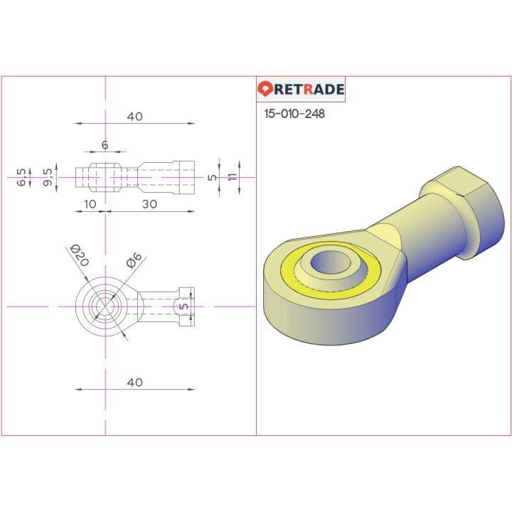 CNC 3D - Destra Filettatura Femmina in Acciaio