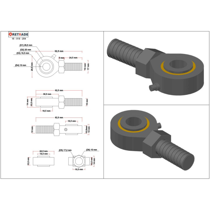 CNC 3D - Destra Filettatura Maschio in Acciaio