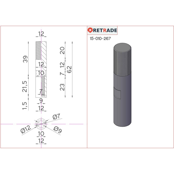 CNC 3D - Tiranti di Ricambio per Tirainserti Maschio/Femmina