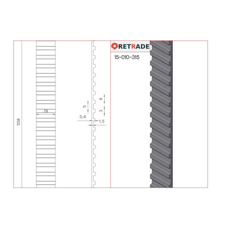 CNC 3D - Cinghia Dentata 57cm