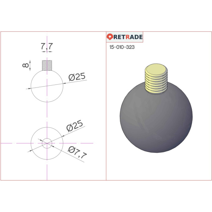 CNC 3D - Pomelli Sferici con Vite di Serraggio