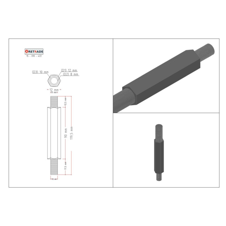 CNC 3D - Distanziatore Esagonale Autofilettante Maschio/Maschio