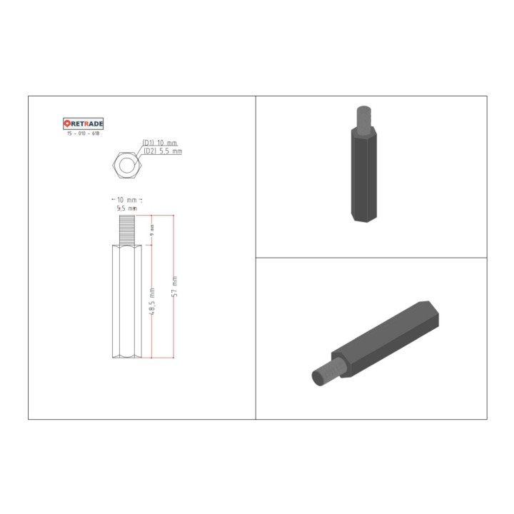 CNC 3D -  Distanziatore Filettato Maschio/Femmina
