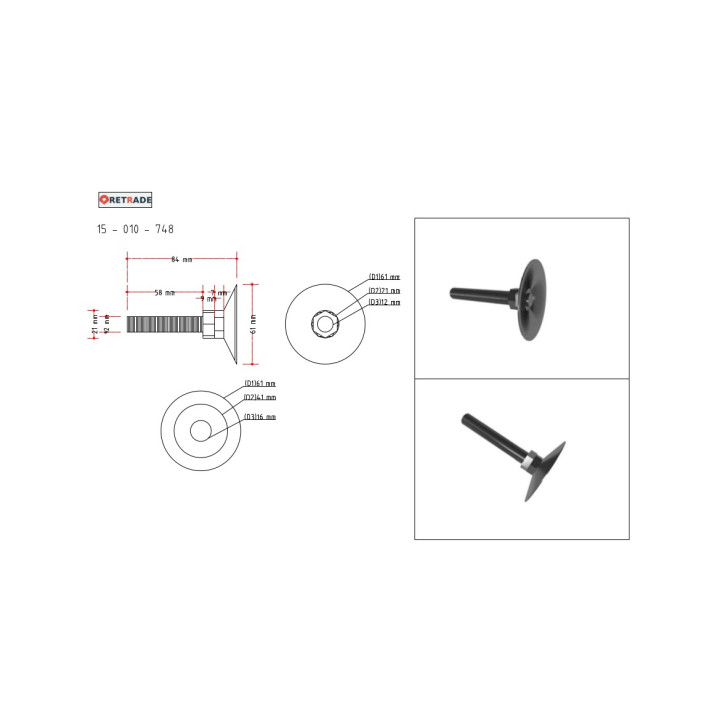 CNC 3D - 2x Piedino di Livellamento con Base in Acciaio