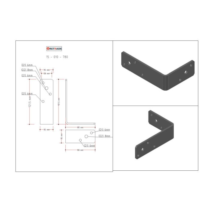 CNC 3D - Staffa di Supporto a L in Acciaio