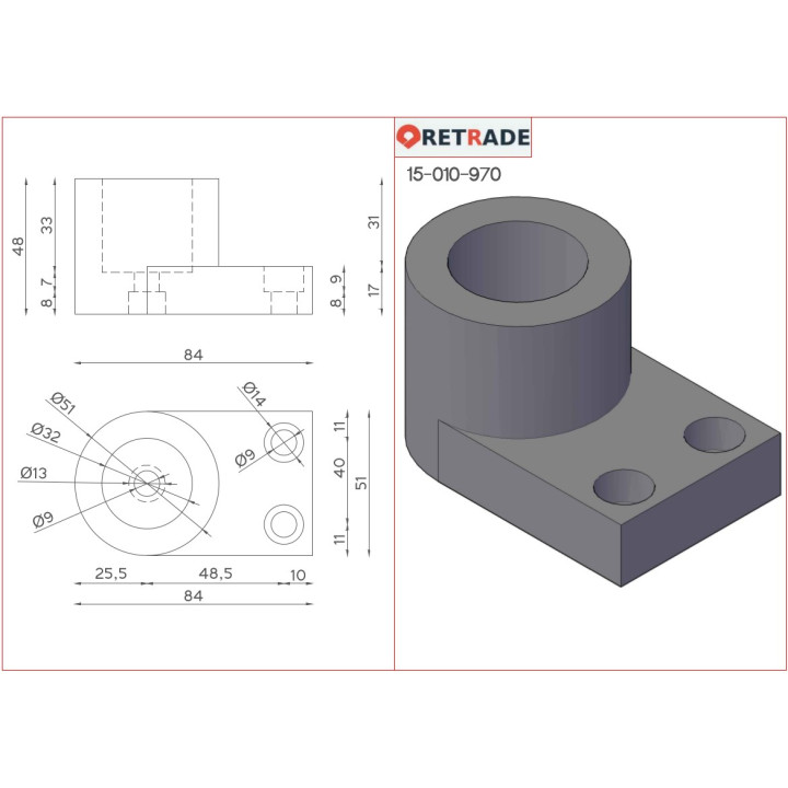 CNC 3D - Supporto per Albero in Plastica