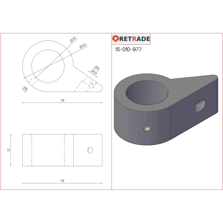 CNC 3D - Supporto per Albero in Plastica