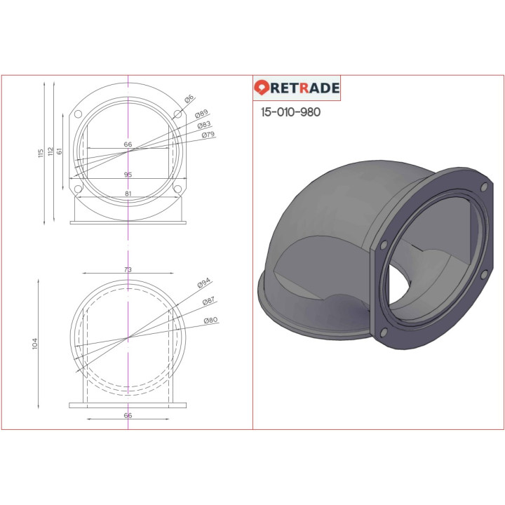CNC 3D - Raccordo con Flangia a Gomito / idraulico / in plastica