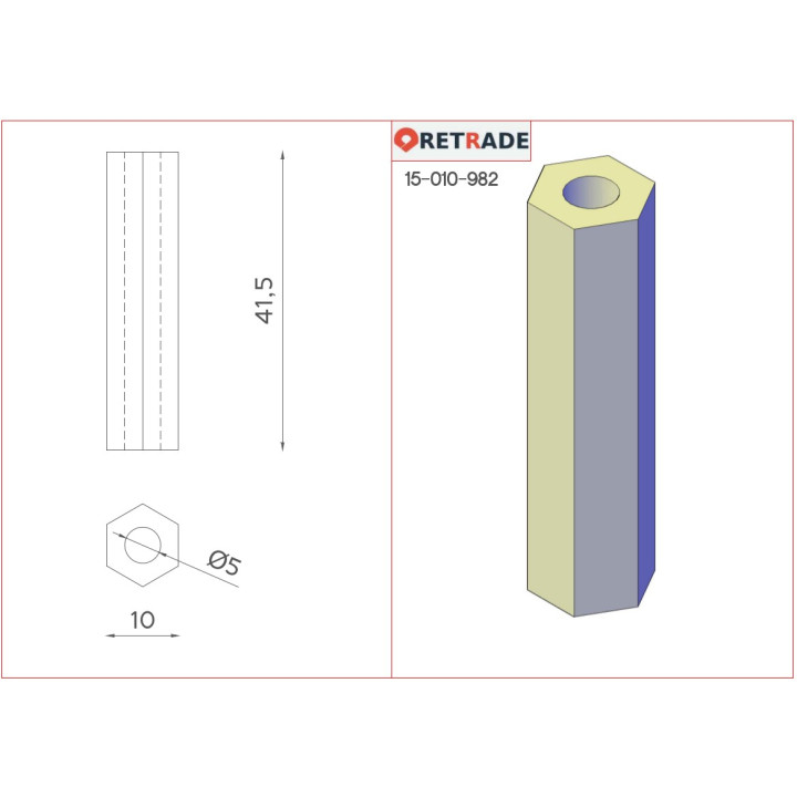 CNC 3D - 2x Dado Esagonale Prolungato Zincato