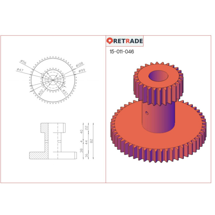 CNC 3D - Ingranaggio Doppia in Accaio