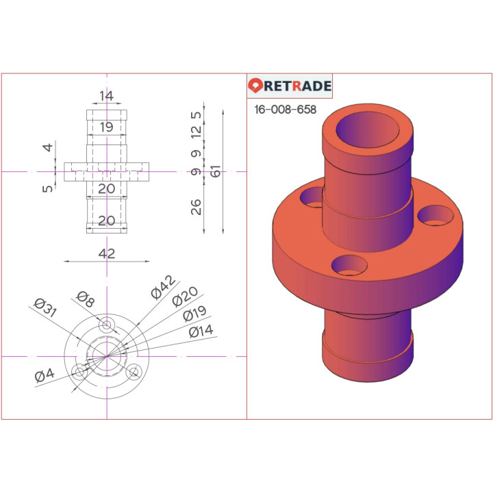 CNC 3D - Giunti per Cane Gomma 14x14mm