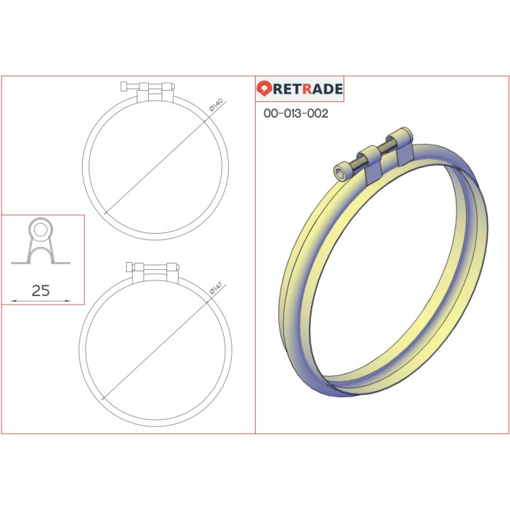CNC 3D - Anello di Chiusura / Fissaggio per Tubi Aspirazione ∅ 143mm