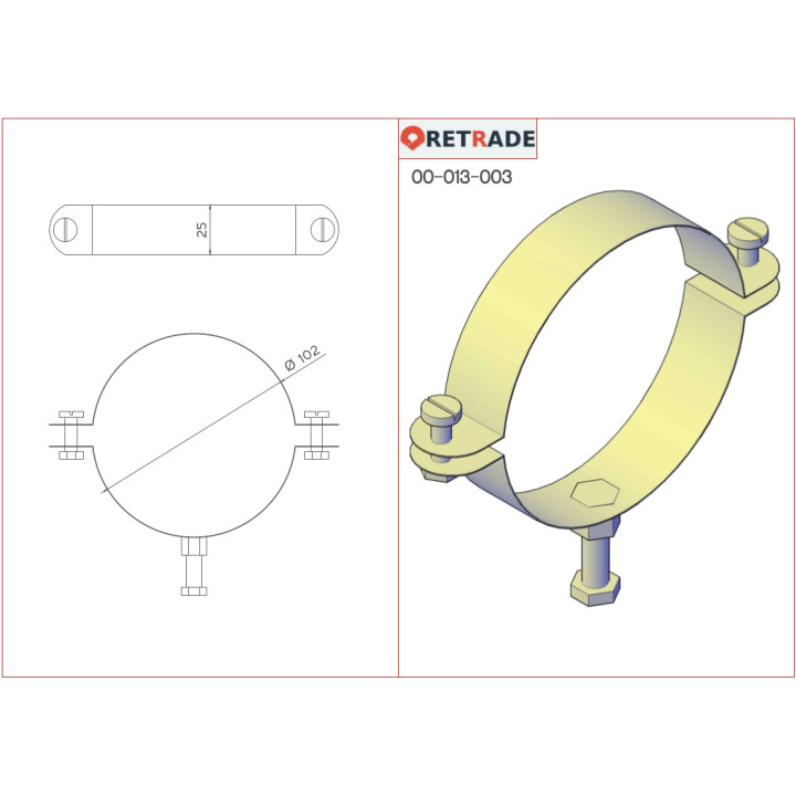 CNC 3D - Anello di Chiusura / Fissaggio per Tubi Aspirazione ∅ 100mm