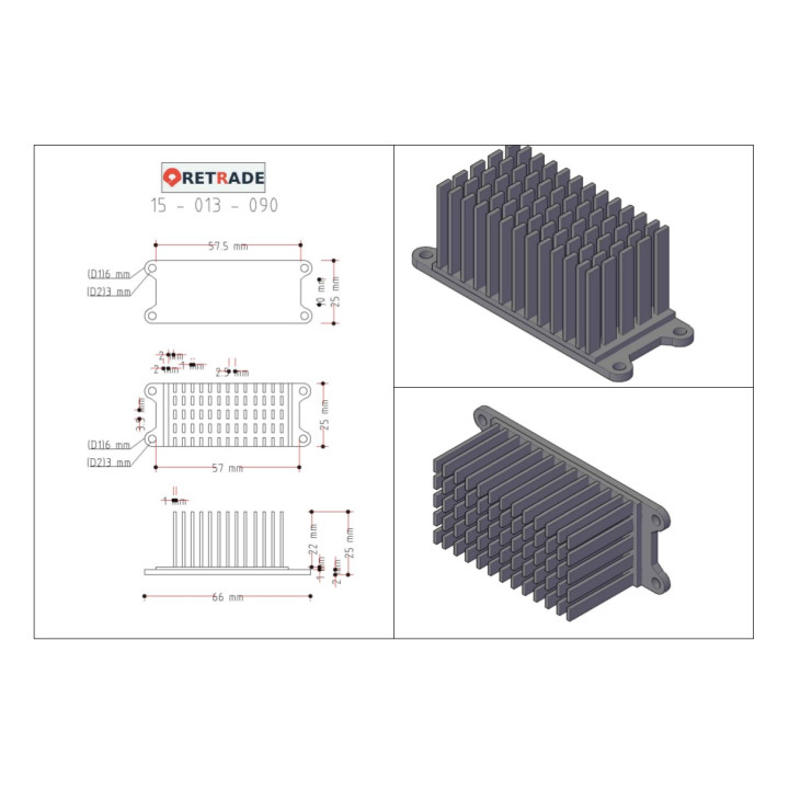 CNC 3D - Dissipatore di Raffreddamento per Processore 67x25x25mm