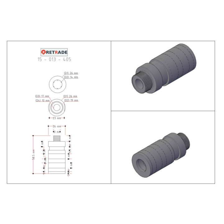 CNC 3D - Attacchi Femmina con Valvola per Aria Compressa