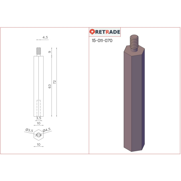 CNC 3D - Distanzatori in Acciaio Maschio/Femmina