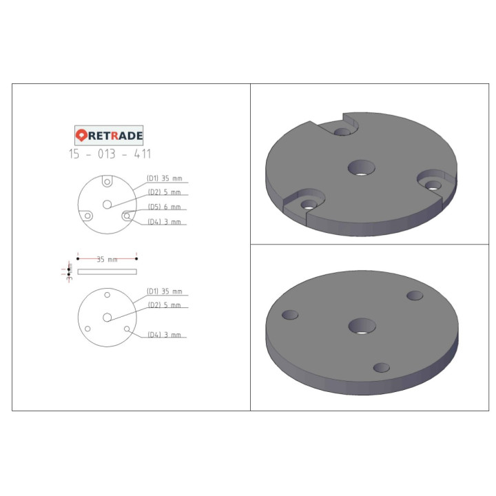 CNC 3D - 5x Rondella Piatta in Plastica