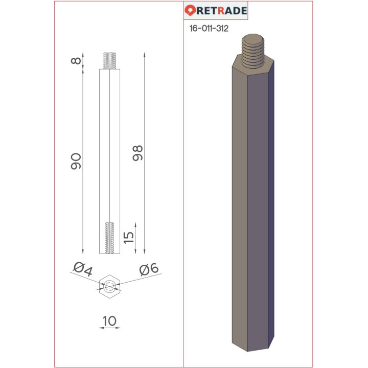 CNC 3D - Distanziatore in Acciaio Maschio/Femmina