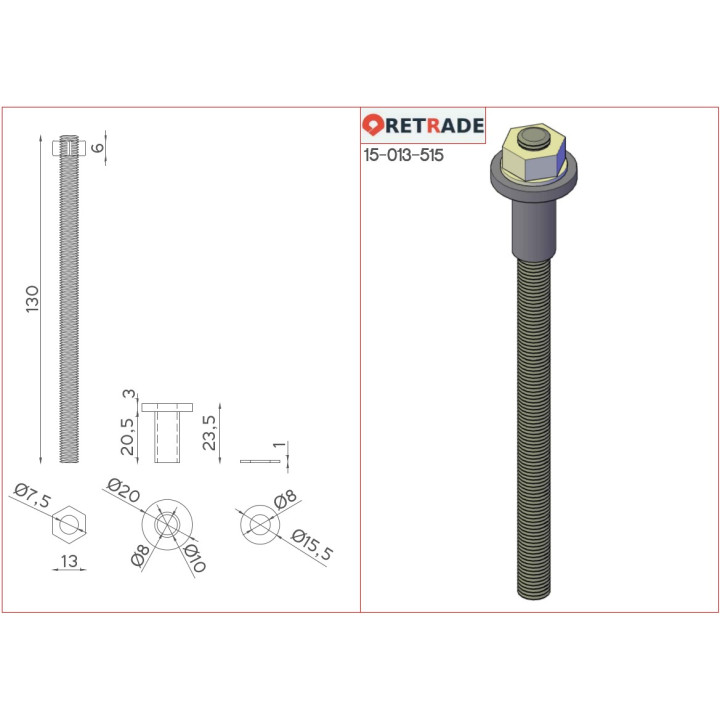 CNC 3D - 4x Barra Filettata in Acciaio Zincata