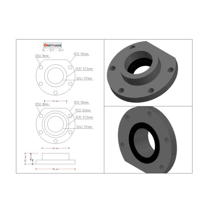 CNC 3D - Flangia e Supporto per Vite Madre