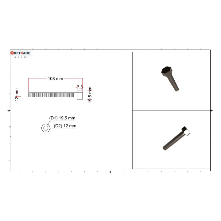 CNC 3D - 10x Viti a Testa Hexagonale L 109mm