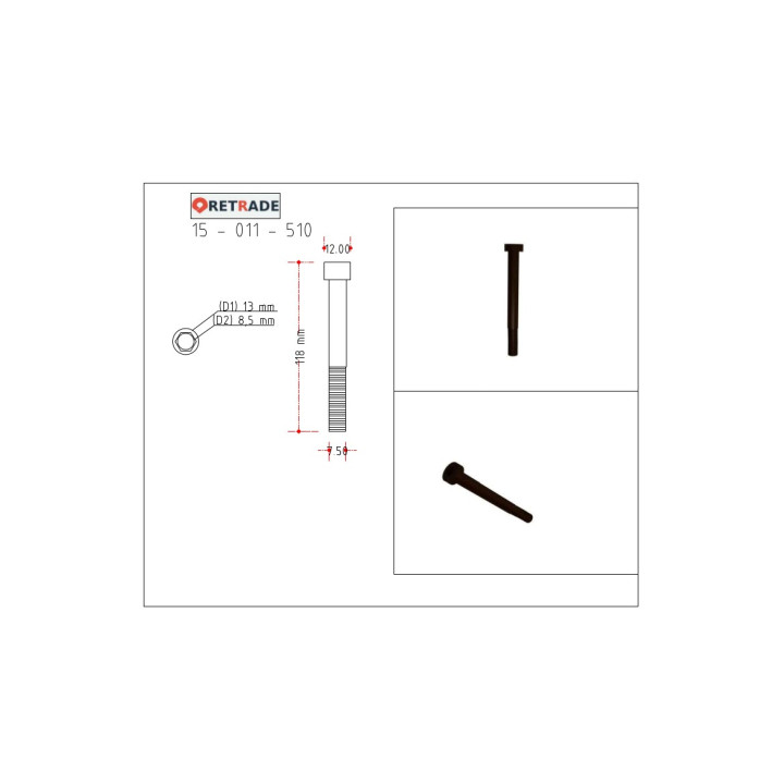 CNC 3D - 5x Viti a Testa Cilindrica con Esagono Incassato L 124mm