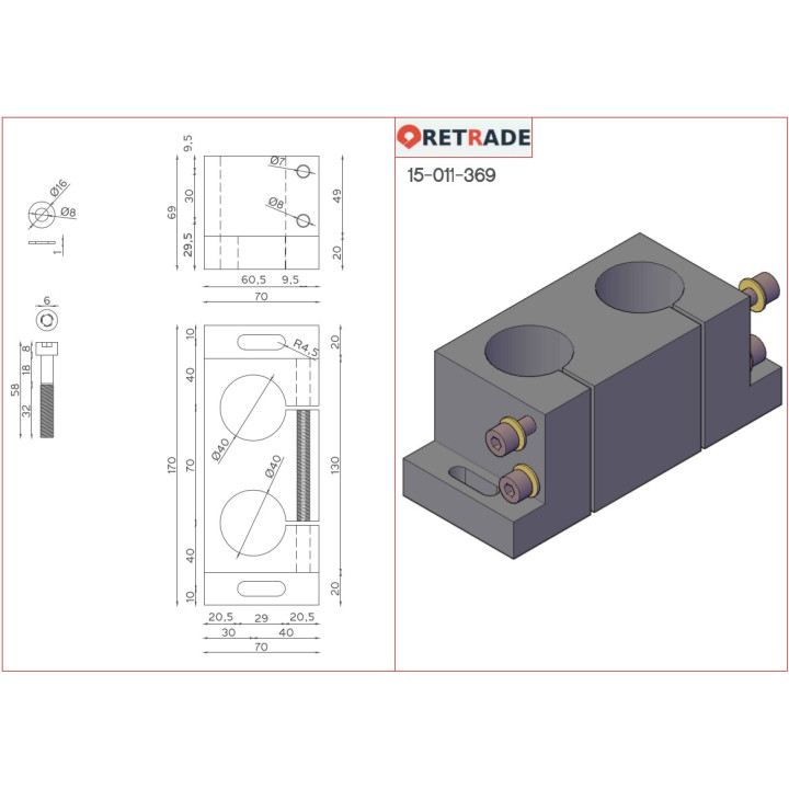 CNC 3D - Blocco di Supporto per Albero
