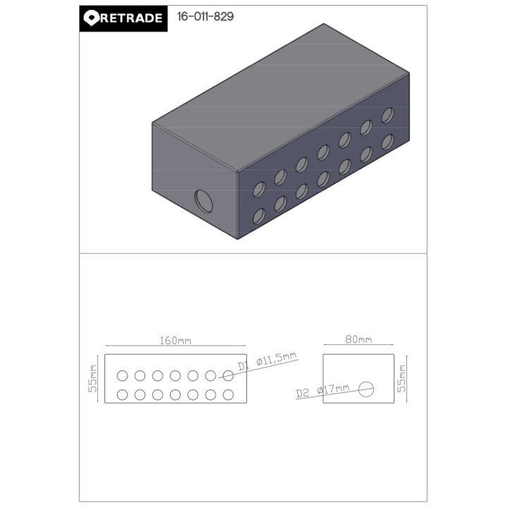 CNC 3D - Scatola di Derivazione Elettrica in Plastica 80x160x55mm