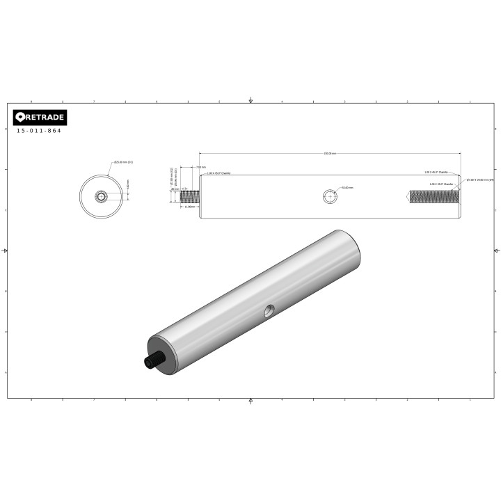 CNC 3D - Albero in Acciaio - L 150mm