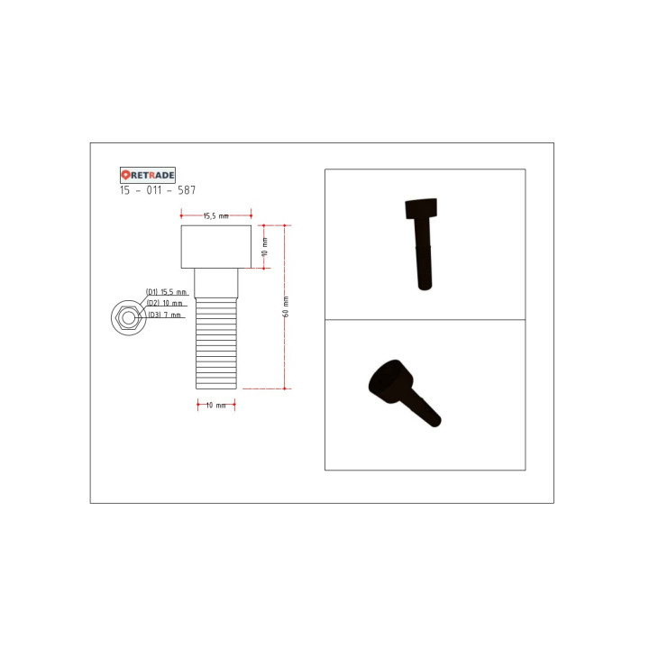 CNC 3D - 7x Viti a Testa Cilindrica con Esagono Incassato L. 60mm