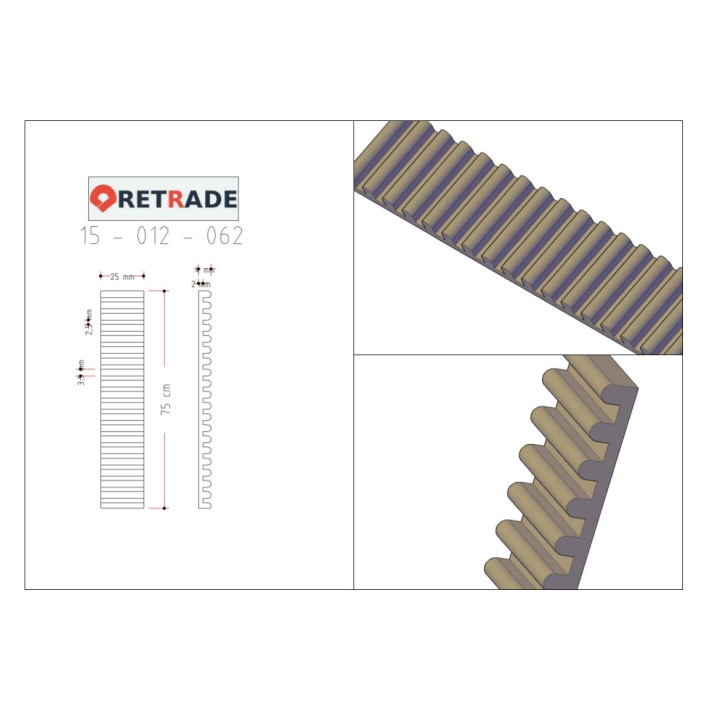 GATES 5MR-750-25 - Cinghia Dentata 75cm CNC 3D
