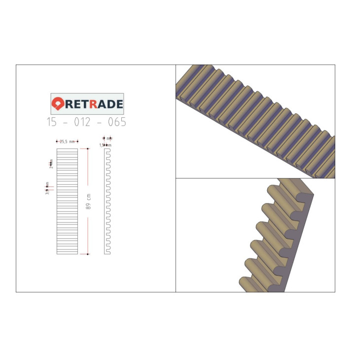 GATES 890-5M-25 - Cinghia Dentata 89cm CNC 3D